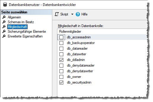 Datenbankrollen für Datenbankentwickler